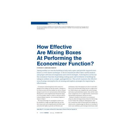 How Effective are Mixing Boxes at Performing the Economizer Function?