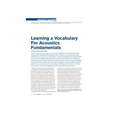 Engineer&x27;s Notebook: Learning a Vocabulary for Acoustics Fundamentals