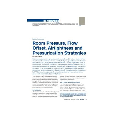 IEQ Applications: Controlled Environments: Room Pressure, Flow Offset, Airtightness and Pressurization Strategies