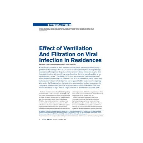 Effect of Ventilation and Filtration on Viral Infection in Residences