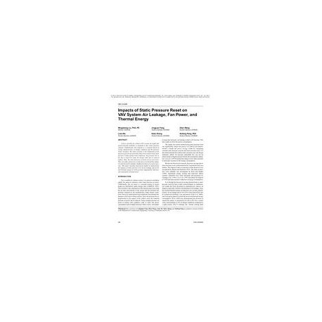 OR-10-046 -- Impacts of Static Pressure Reset on VAV System Air Leakage, Fan Power, and Thermal Energy