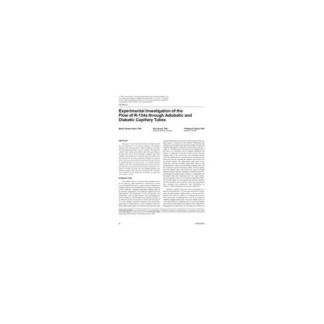 CH-09-011 -- Experimental Investigation of the Flow of R-134a through Adiabatic and Diabatic Capillary Tubes