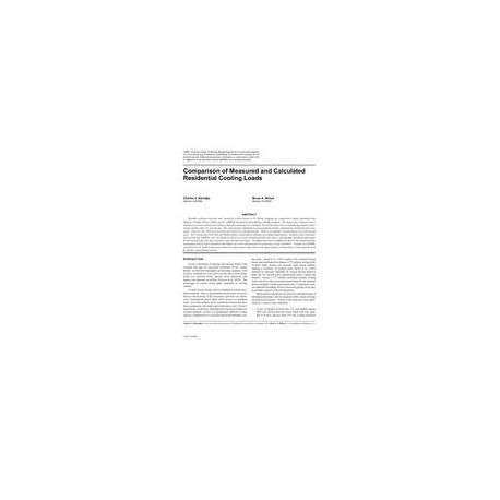 Comparison of Measured and Calculated Residential Cooling Loads